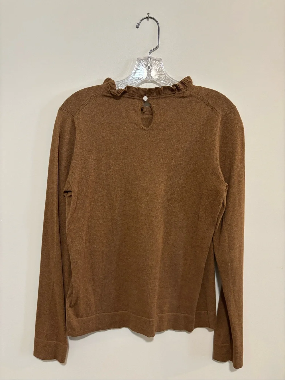 J. Crew Women's Chestnut Ruffle-Edge Crewneck Sweater
